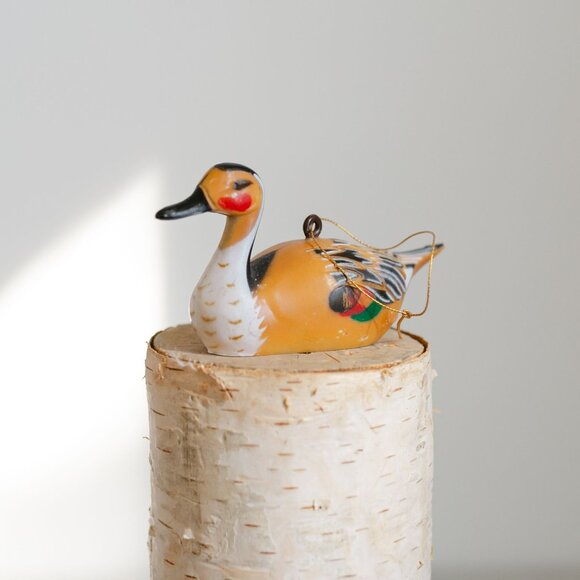 Vintage Fulvous Whistling Duck Ornament Hard Plastic Resin - Made in Hong Kong - Picture 3 of 7